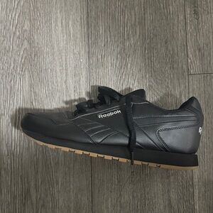 Reebok Men's Black Leather Low-Profile Sneaker with Gum Outsole